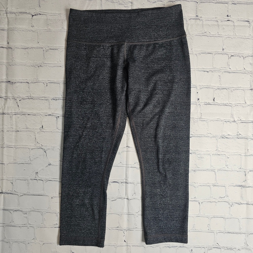 Lululemon Wunder Under Crop Leggings Heathered Charcoal Grey Space Dye Size 4